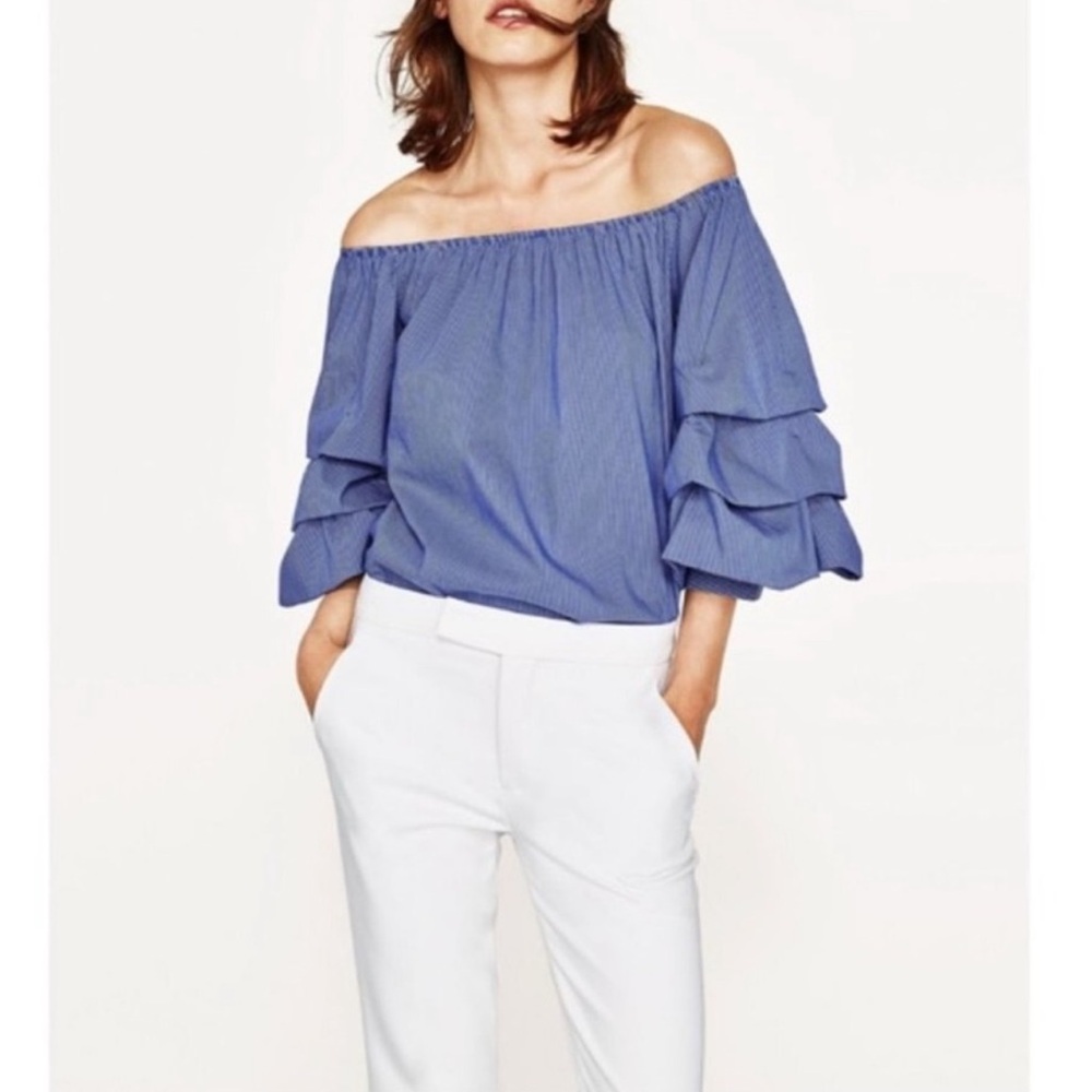 Zara Striped Off-The-Shoulder Top